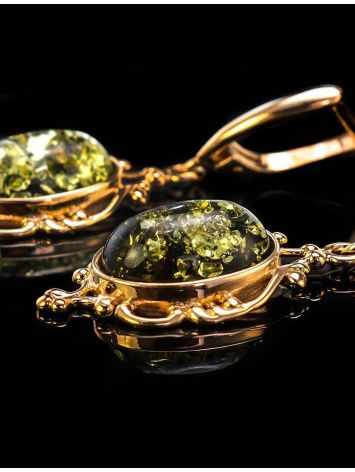 Drop Amber Earrings In Gold-Plated Silver The Carmen, image , picture 2
