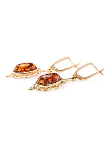 Drop Amber Earrings In Gold-Plated Silver The Carmen, image , picture 5