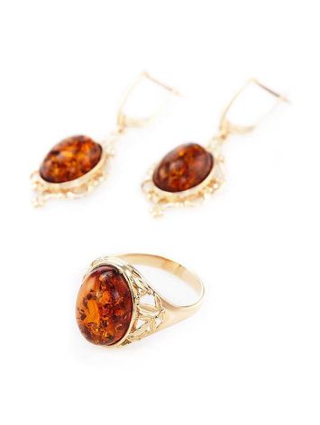 Drop Amber Earrings In Gold-Plated Silver The Carmen, image , picture 6