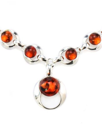 Cognac Amber Necklace In Sterling Silver The Orion, image , picture 2
