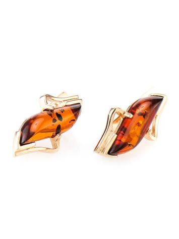 Gold-Plated Amber Earrings The Vesta, image , picture 3