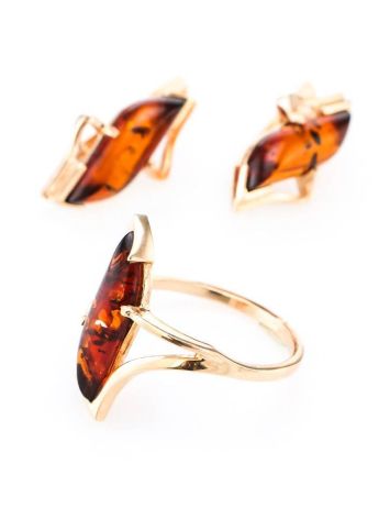 Gold-Plated Amber Earrings The Vesta, image , picture 5