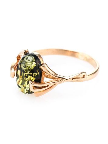 Golden Ring With Green Amber The Crocus, Ring Size: 7 / 17.5, image , picture 4