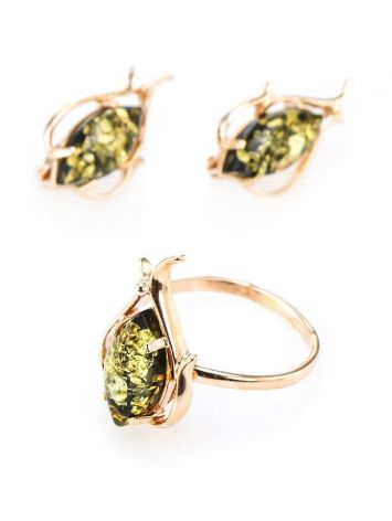 Floral Amber Ring In Gold The Tulip, Ring Size: 8.5 / 18.5, image , picture 4