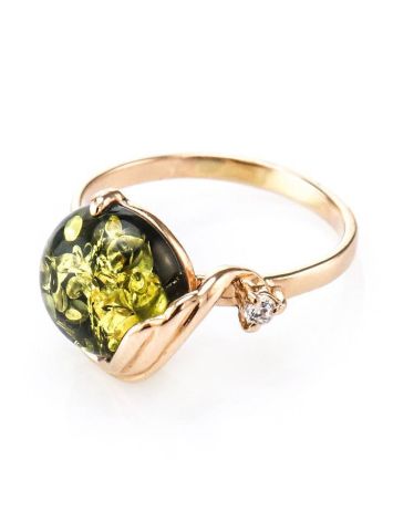 Bold Gold-Plated Ring With Amber And Crystals The Swan, Ring Size: 5 / 15.5, image , picture 4