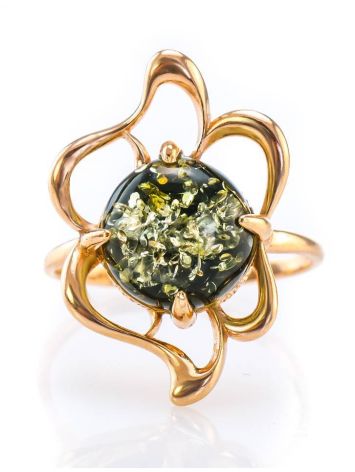 Refined Amber Ring In Gold-Plated Silver The Daisy, Ring Size: 12 / 21.5, image , picture 4