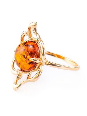 Lovely Gold-Plated Ring With Cognac Amber The Daisy, Ring Size: 12 / 21.5, image , picture 4