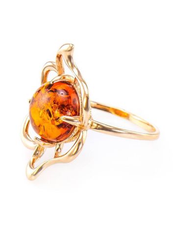 Lovely Gold-Plated Ring With Cognac Amber The Daisy, Ring Size: 11.5 / 21, image , picture 4