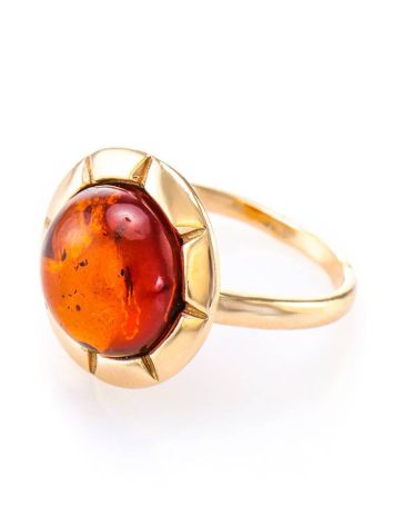 Gold-Plated Silver Ring With Cognac Amber The Zephyr, Ring Size: 13 / 22, image , picture 3