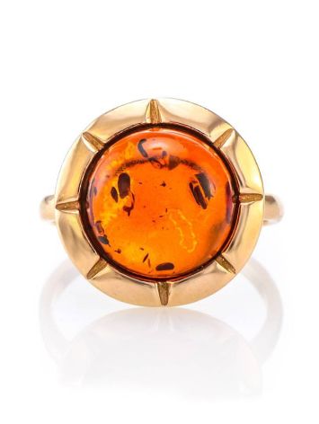 Gold-Plated Silver Ring With Cognac Amber The Zephyr, Ring Size: 11.5 / 21, image , picture 2