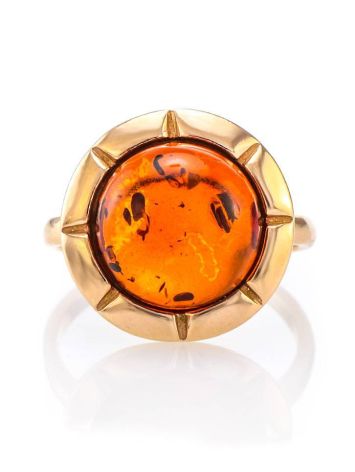 Gold-Plated Silver Ring With Cognac Amber The Zephyr, Ring Size: 13 / 22, image , picture 2
