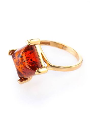 Gold-Plated Ring With Square Amber The Athena, Ring Size: 13 / 22, image , picture 4