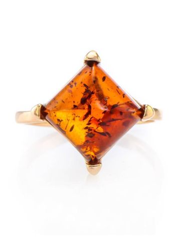 Gold-Plated Ring With Square Amber The Athena, Ring Size: 13 / 22, image , picture 3