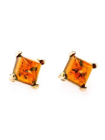 Gold-Plated Earrings With Square Amber The Athena, image , picture 4