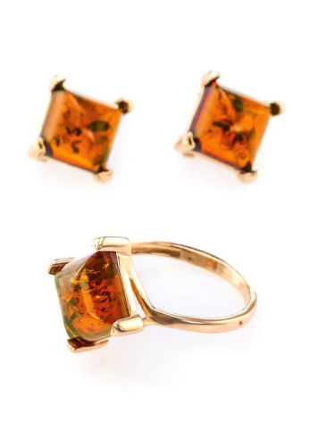 Gold-Plated Earrings With Square Amber The Athena, image , picture 5