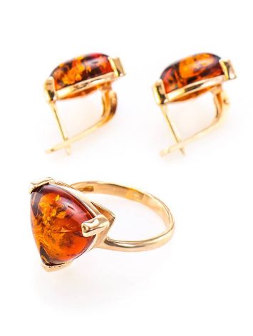 Gold-Plated Earrings With Cognac Amber The Etude, image , picture 4