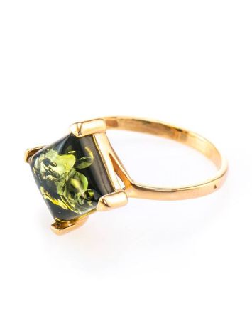 Square Amber Ring In Gold-Plated Silver The Athena, Ring Size: 13 / 22, image , picture 4