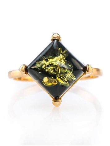 Square Amber Ring In Gold-Plated Silver The Athena, Ring Size: 13 / 22, image , picture 3