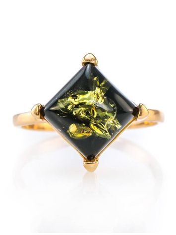 Square Amber Ring In Gold-Plated Silver The Athena, Ring Size: 12 / 21.5, image , picture 3