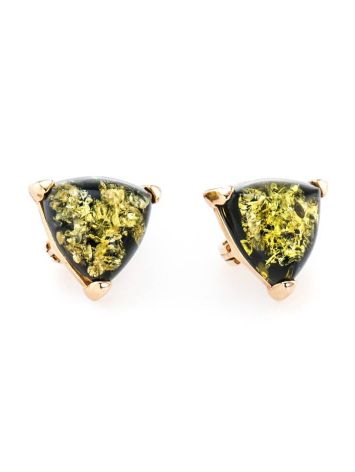 Casual Style Gold Plated Silver Earrings With Green Amber The Etude, image , picture 4