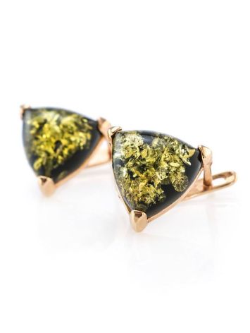 Casual Style Gold Plated Silver Earrings With Green Amber The Etude, image , picture 3