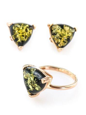 Casual Style Gold Plated Silver Earrings With Green Amber The Etude, image , picture 6