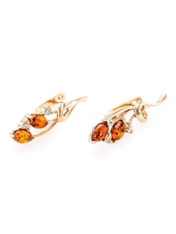 Cognac Amber Floral Earrings In Gold Plated Silver The Verbena, image , picture 4