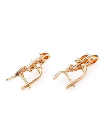 Cognac Amber Floral Earrings In Gold Plated Silver The Verbena, image , picture 5