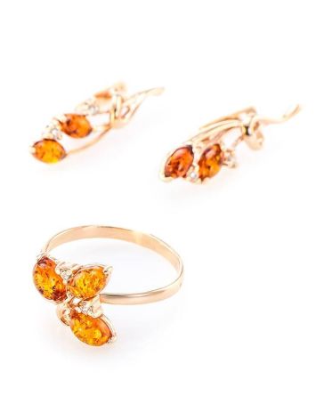 Cognac Amber Floral Earrings In Gold Plated Silver The Verbena, image , picture 6