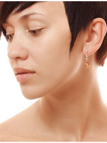 Refined Gold Plated Earrings With Amber And Crystals The Sambia, image , picture 3
