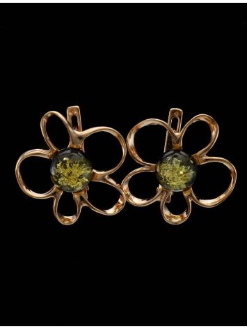 Green Amber Earrings In Gold-Plated Silver The Daisy, image , picture 6