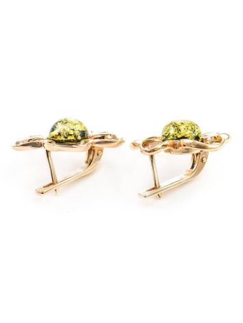 Green Amber Earrings In Gold-Plated Silver The Daisy, image , picture 7