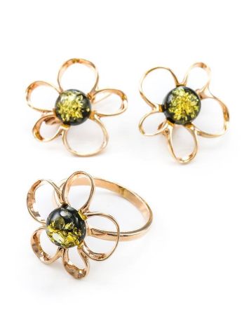 Green Amber Earrings In Gold-Plated Silver The Daisy, image , picture 8