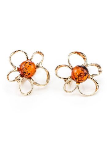 Adorable Amber Earrings In Gold-Plated Silver The Daisy, image , picture 3