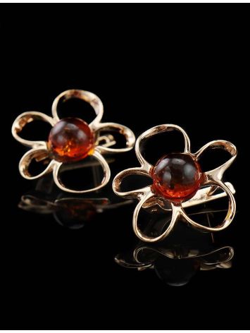 Adorable Amber Earrings In Gold-Plated Silver The Daisy, image , picture 2