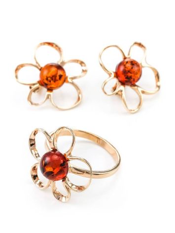 Adorable Amber Earrings In Gold-Plated Silver The Daisy, image , picture 6