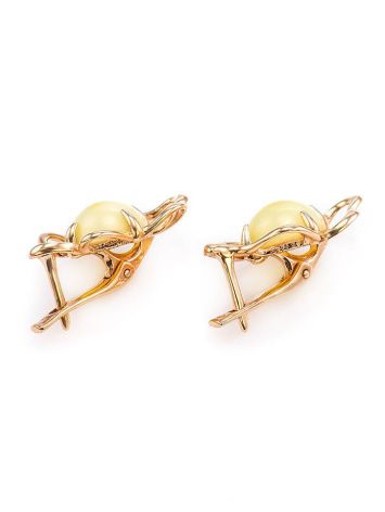 Floral Amber Earrings In Gold-Plated Silver The Daisy, image , picture 3