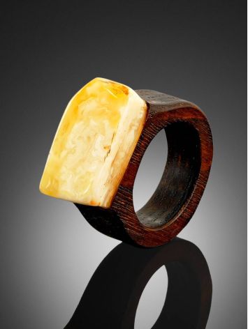 Ethnic Style Wooden Amber Ring The Indonesia, Ring Size: 6 / 16.5, image , picture 2