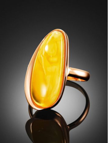 Gold Plated Silver Ring With Honey Amber The Glow, Ring Size: 8 / 18, image , picture 2