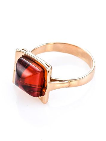 Golden Ring With Bright Amber Stone, Ring Size: 7 / 17.5, image , picture 4