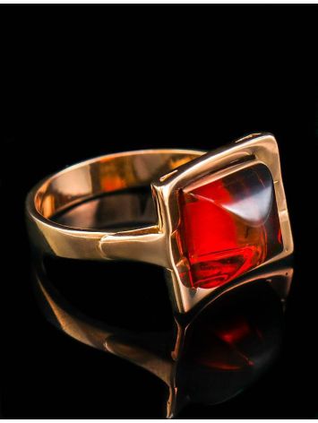 Golden Ring With Bright Amber Stone, Ring Size: 7 / 17.5, image , picture 2