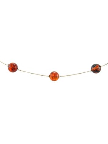 Silver Chain Necklace With Cherry Amber Beads, image , picture 5