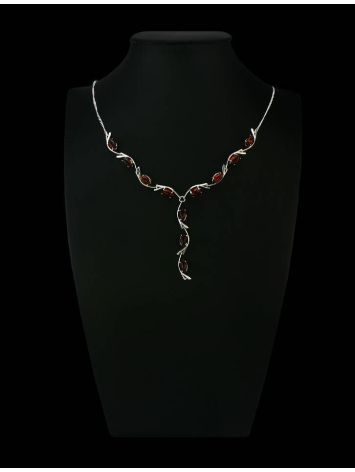 Cognac Amber Necklace In Sterling Silver The Verbena, image , picture 2