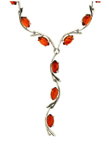 Cognac Amber Necklace In Sterling Silver The Verbena, image , picture 3