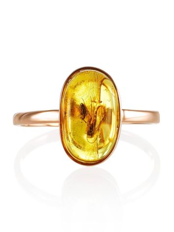 Chic Gold Amber Ring With Inclusion The Clio, Ring Size: 6.5 / 17, image , picture 4
