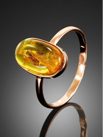 Chic Gold Amber Ring With Inclusion The Clio, Ring Size: 6.5 / 17, image , picture 3