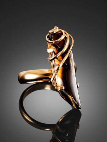 Smoky Quartz Gold Plated Silver Ring The Serenade, Ring Size: Adjustable, image , picture 2