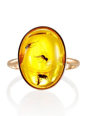 Oval Amber Ring In Gold With Inclusion The Clio, Ring Size: 7 / 17.5, image , picture 5