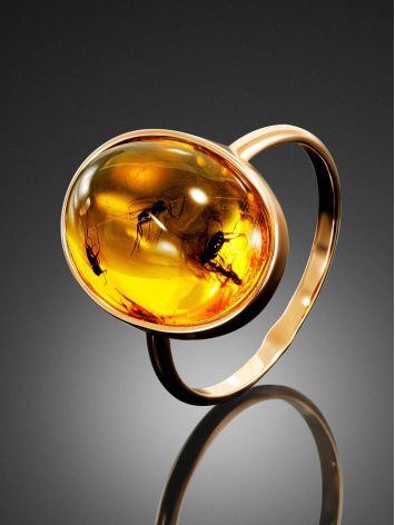 Oval Amber Ring In Gold With Inclusion The Clio, Ring Size: 7 / 17.5, image , picture 2