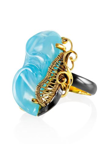 Mix Color Silver Cocktail Ring With Chalсedony The Serenade, Ring Size: Adjustable, image , picture 3